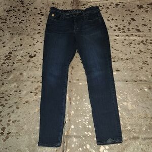 Deep Blue Skinny Jeans with Worn-In Look